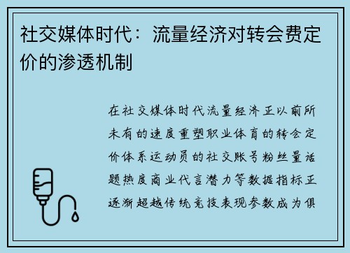 社交媒体时代：流量经济对转会费定价的渗透机制